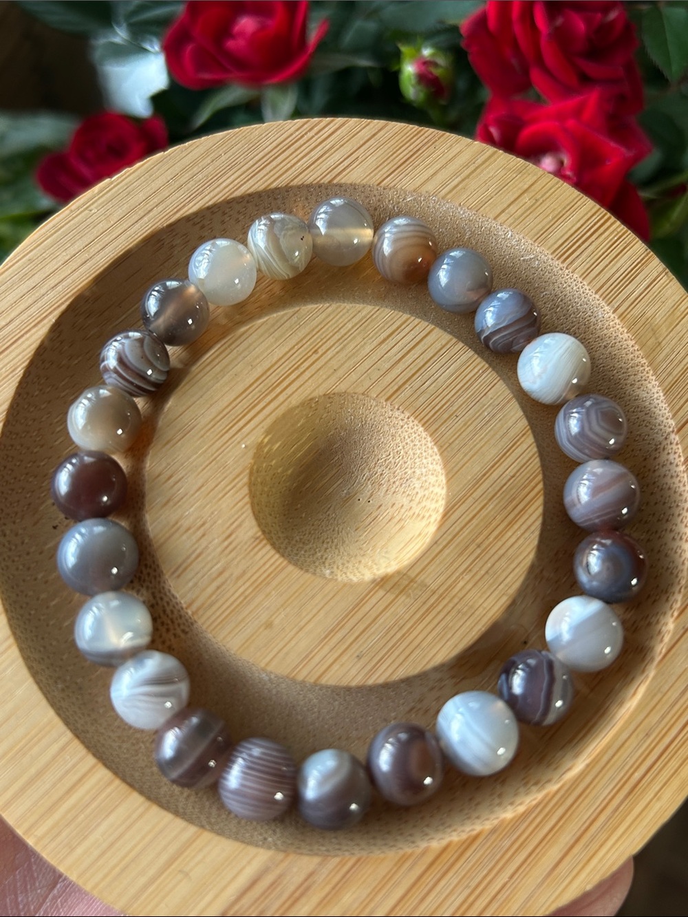 Botswana Agate Bead Stretch Bracelet